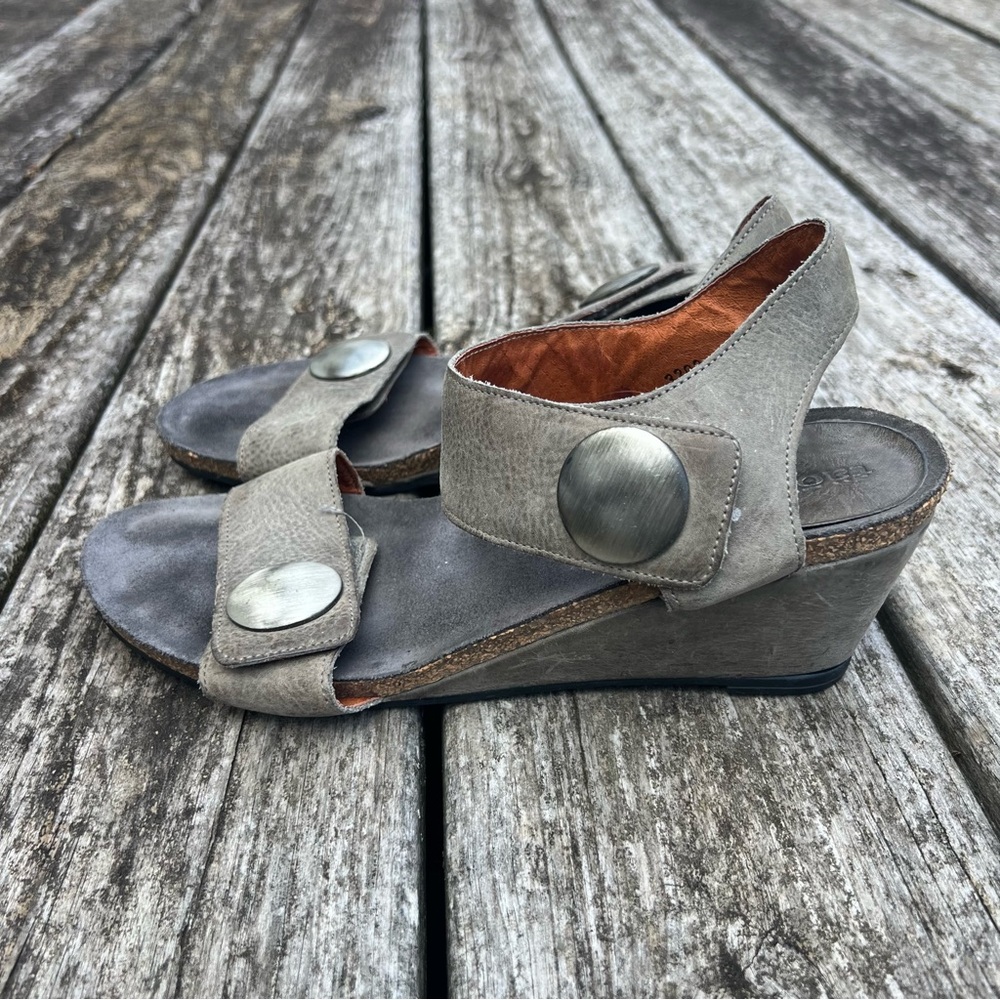 Taos Gray Wedge Sandals